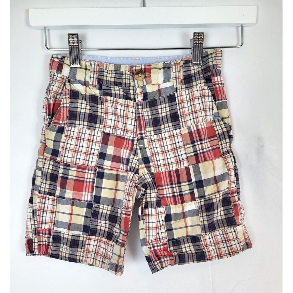 Janie & Jack Madras Patchwork Shorts Boys 6 Plaid Chino